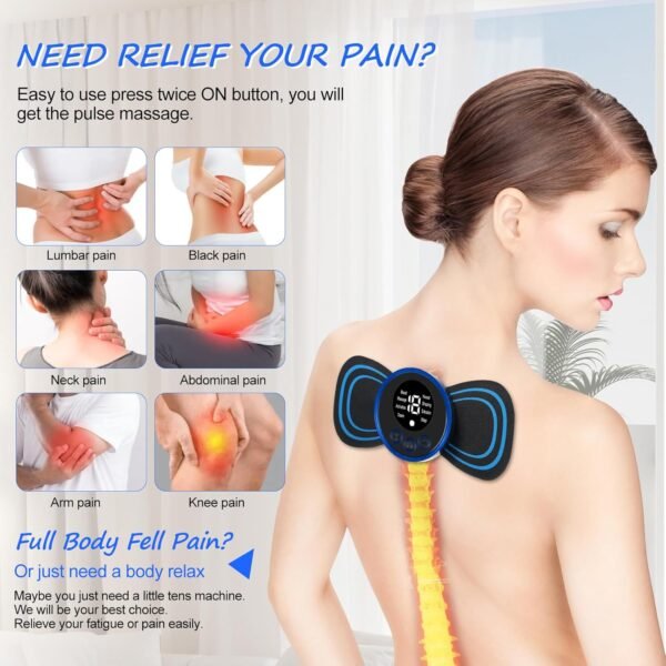 Pretfy Mini Neck Massager, 8 Modes 19 Levels Electric Leg Massager, Portable Cervical Massager, USB Shoulder Electric Massagers, Pain Relief for Arms, Neck, Back, Waist, Legs