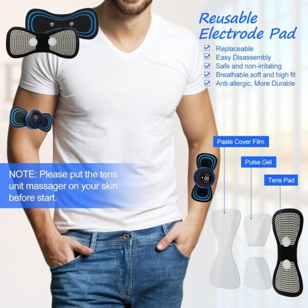 Pretfy Mini Neck Massager, 8 Modes 19 Levels Electric Leg Massager, Portable Cervical Massager, USB Shoulder Electric Massagers, Pain Relief for Arms, Neck, Back, Waist, Legs