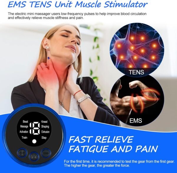 Pretfy Mini Neck Massager, 8 Modes 19 Levels Electric Leg Massager, Portable Cervical Massager, USB Shoulder Electric Massagers, Pain Relief for Arms, Neck, Back, Waist, Legs
