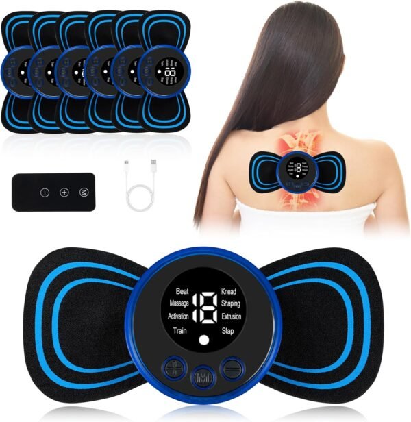 Pretfy Mini Neck Massager, 8 Modes 19 Levels Electric Leg Massager, Portable Cervical Massager, USB Shoulder Electric Massagers, Pain Relief for Arms, Neck, Back, Waist, Legs
